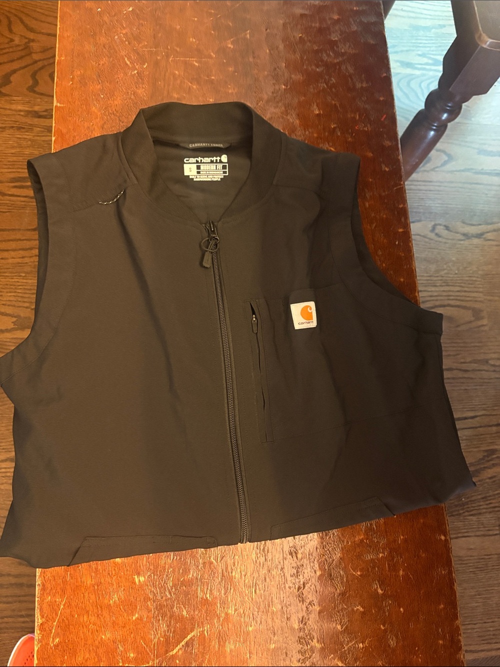 Carhartt Black Sleeveless Work Zip Vest with Logo Patch